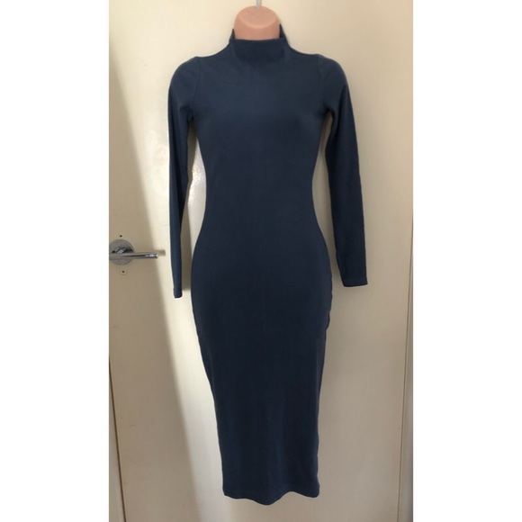 Dresses & Skirts - Navy blue wool high neck dress